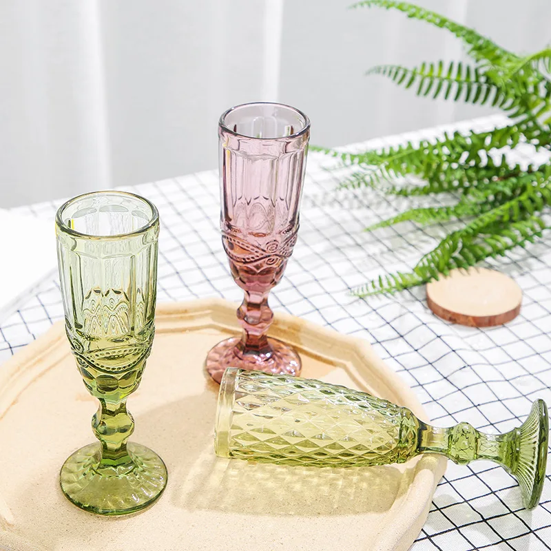 150ml Colorful Cocktail Juice Glass Wedding Party Glass Grape Goblets With Vintage Blue Goblet Wine Glass
