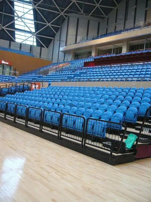 
Factory price indoor gym Retractable bleacher mobile telescopic tribune with folding chair 
