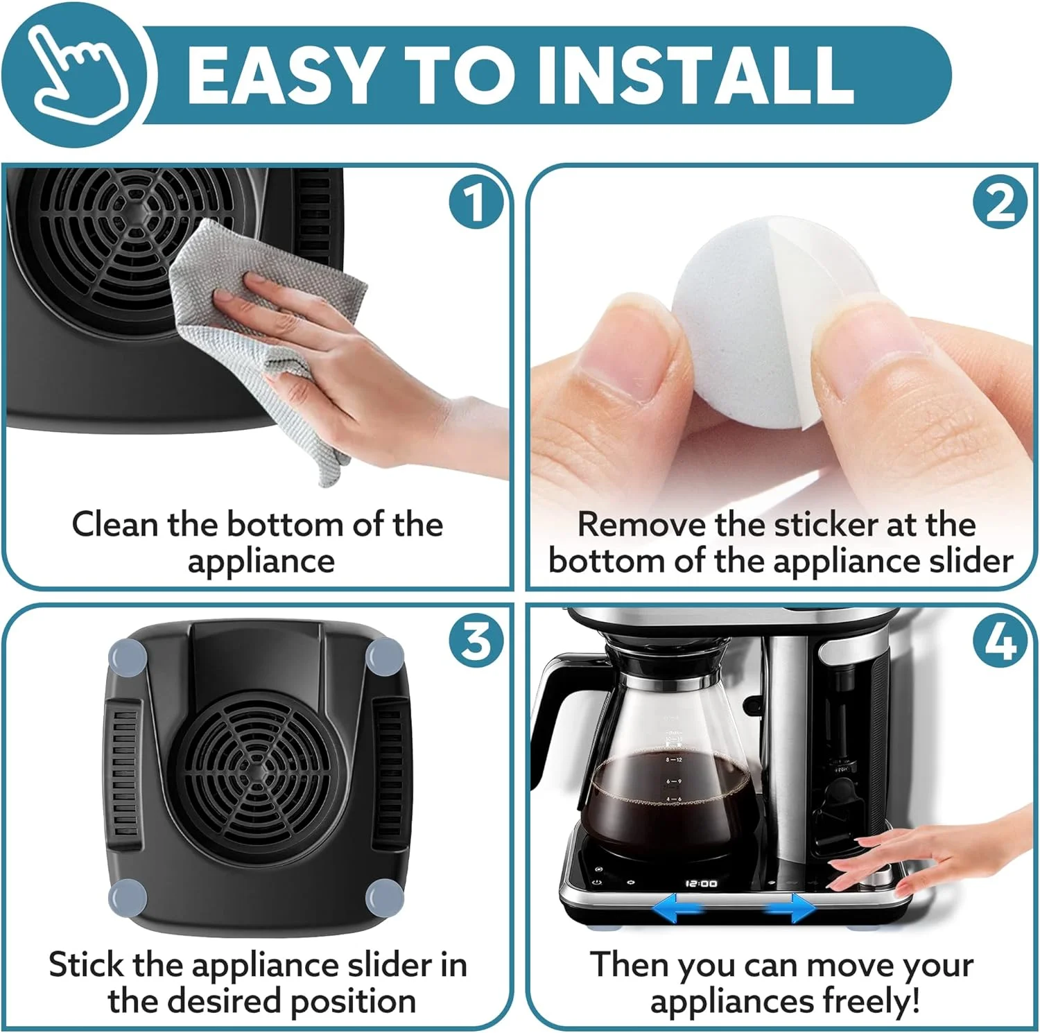 Moisture-Proof Silent Stand Mixers Countertop Blender Sofa Table Chair Furniture legs Self Adhesive slider pad