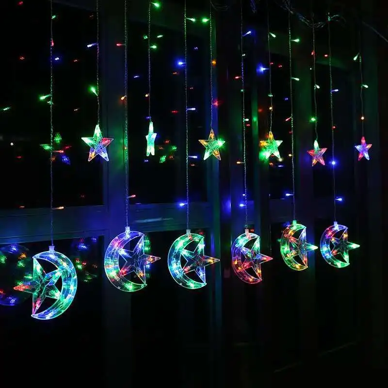 Ramadan Decoration Lights String Stars Moon Curtain Lights Eid Decoration Lights
