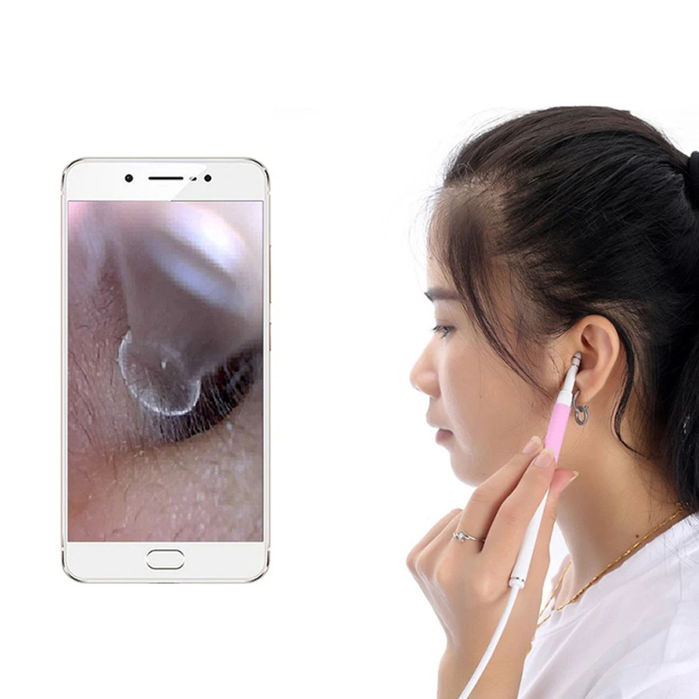 3 IN 1 720P 2m Wire 3.9mm TYPE-C android windows HD Ear Camera Endoscope For Ear Wax