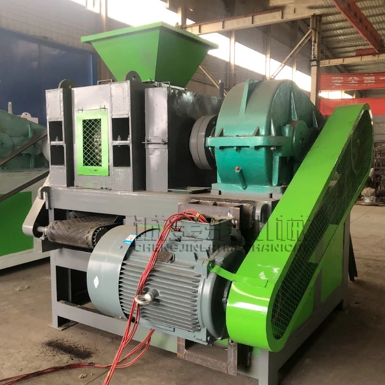 Mini powder sponge iron fines 55kw motor lime aluminium coal dry powder ball press machine making briquette