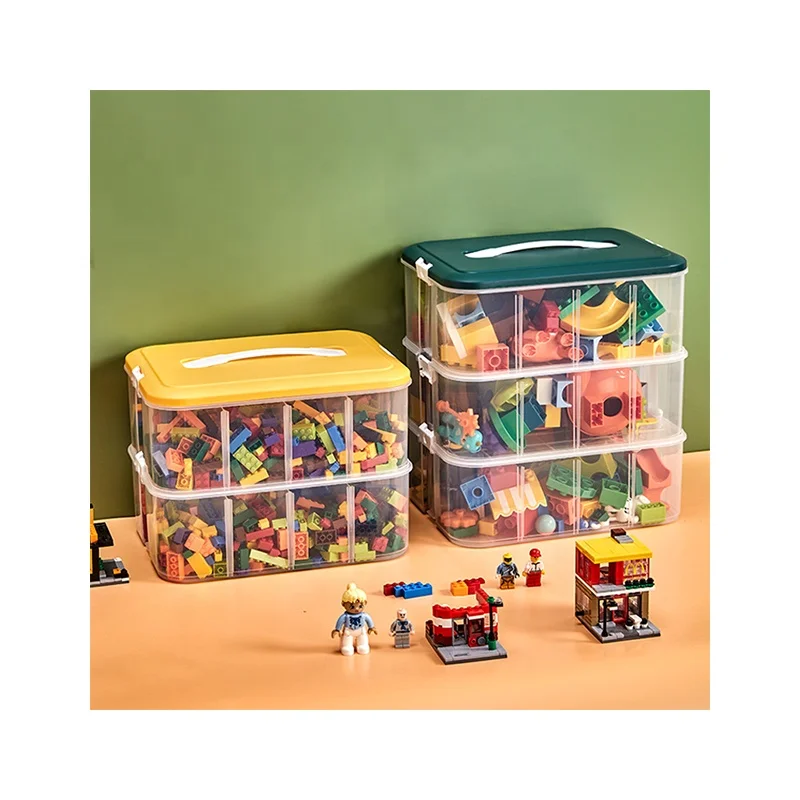 Stackable Plastic Multi Layers Toy Storage Containers Dolls Block Case Bins Chest Storage Toy Organizer for Kids