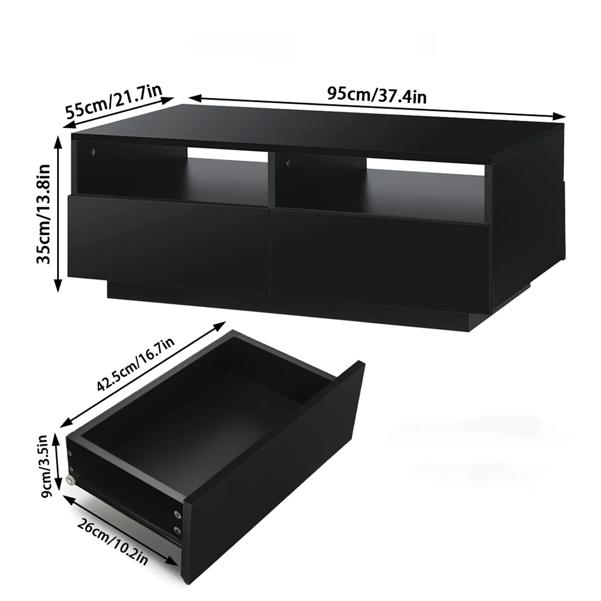 Modern Simple Design Coffee Table with LED Coffee Center Table with Storage for Living Room