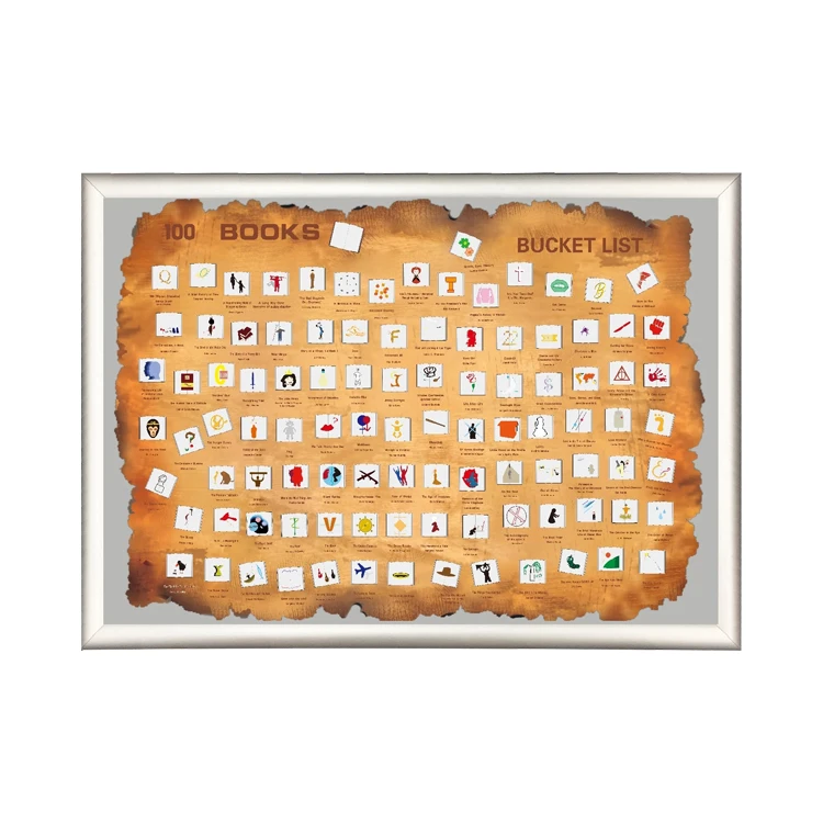 Custom Must to Read 100 Books Bucket List Fitness Scratch Off Movie Poster Scratch Off World Map Poster with Tube