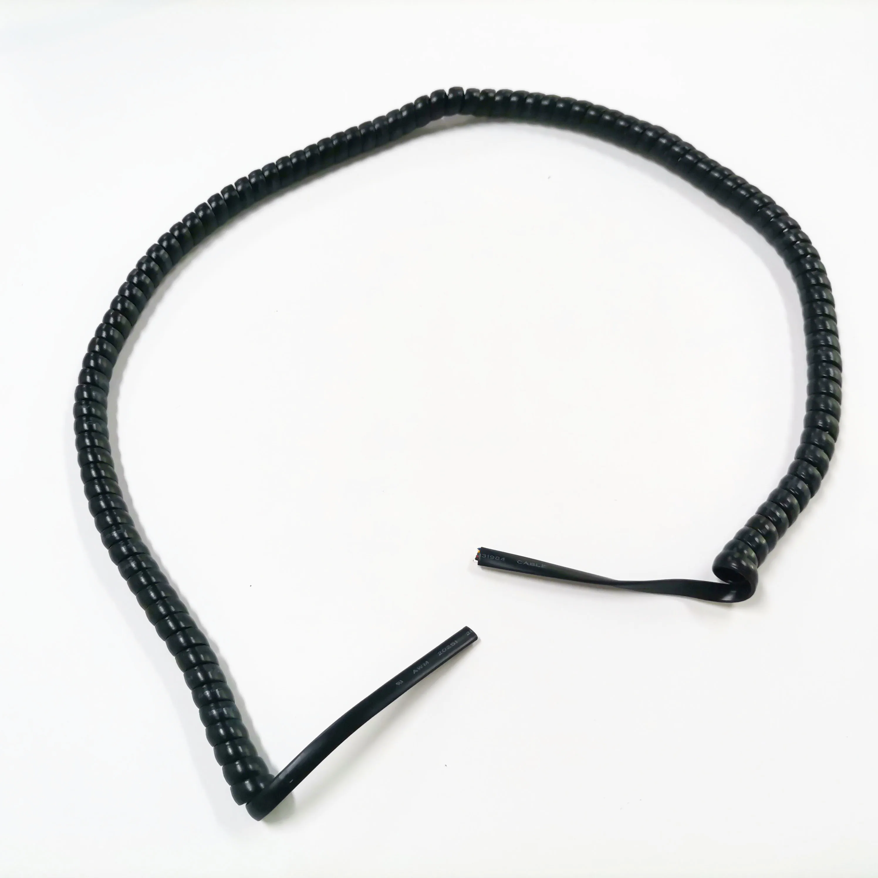 26awg telephone cable flat wire PVC jacket spiral cord black 60cm retracted curl length