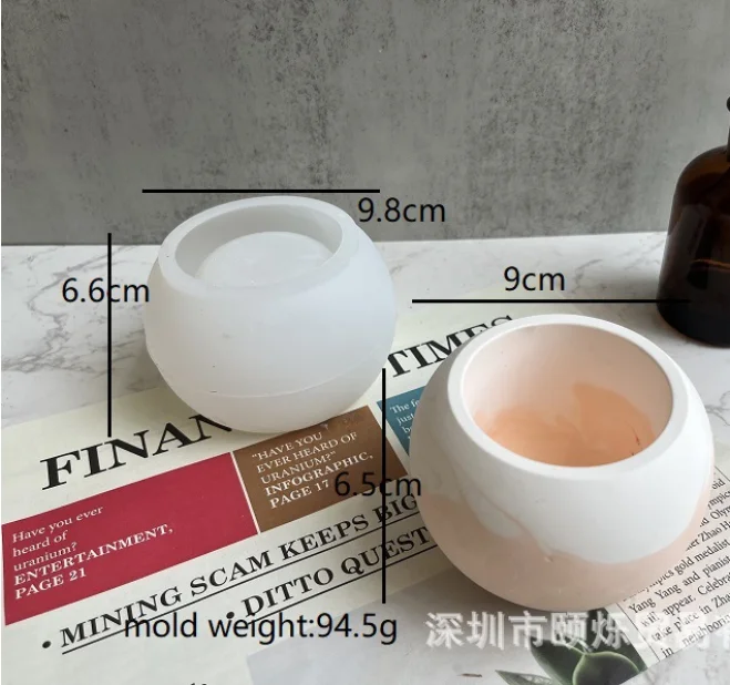 Round flowerpot silicone mold DIY meaty flowerpot mirror resin plaster silicone mold