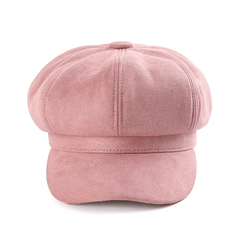 Fashion Custom Women Solid Color Beret Hat Female Newsboy Winter Hat For Girls Spring Autumn Winter Beret Cap Lady