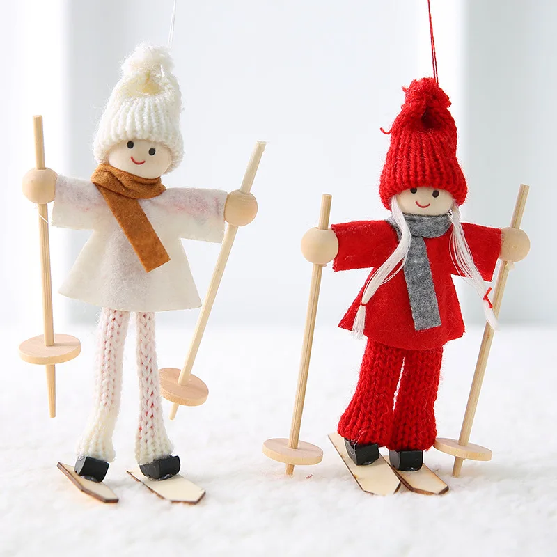 Wholesale Cute Christmas Toy Decoration Knitted Wool Felt Sweet Couple Doll Pendant Gift Scene Layout Ornament