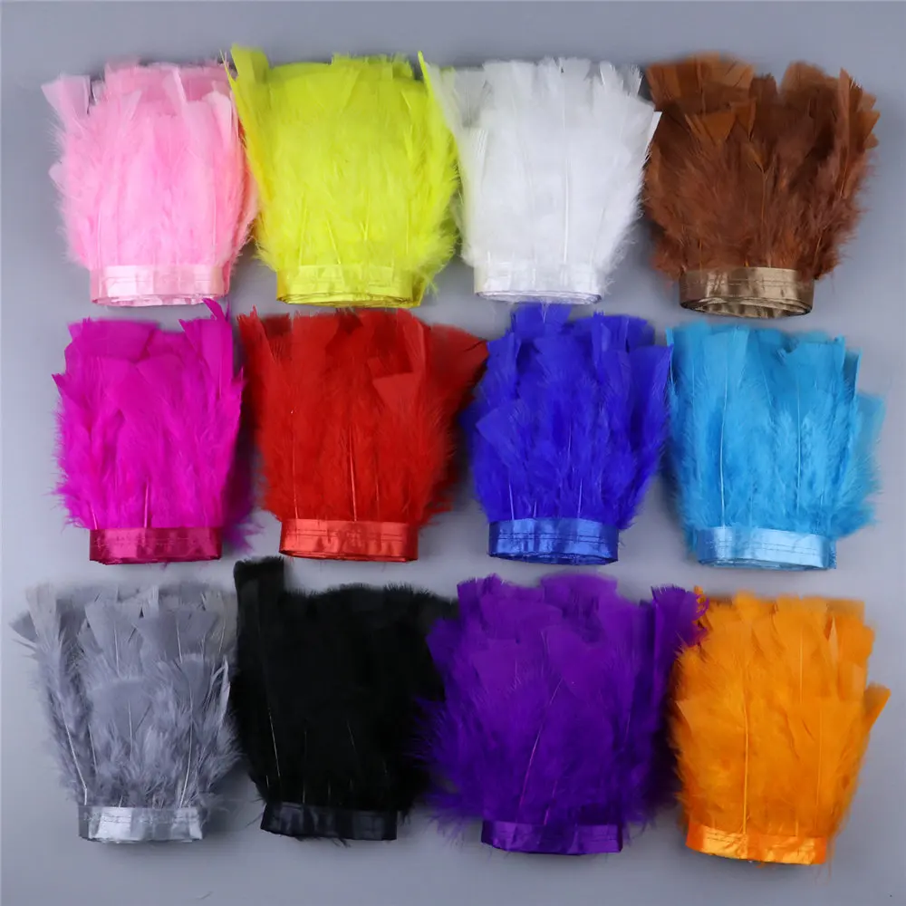 10-15cm Marabou Feather Trims Fabric Material Dyed Jewelry Plumes Turkey Ruffs Feathers Trim for Costumes Sewing Crafts