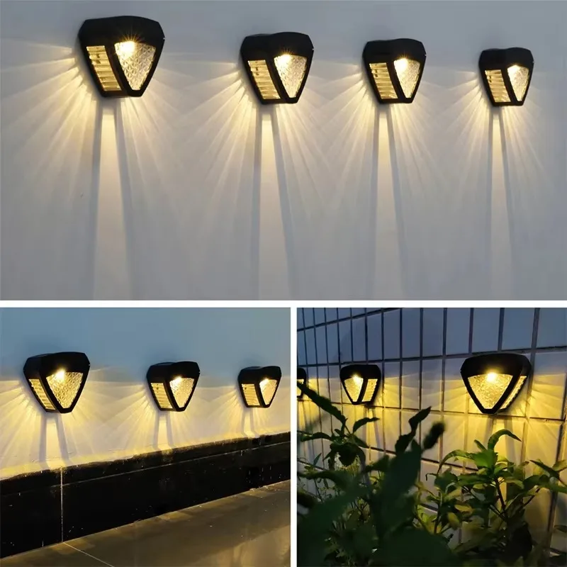 Outdoor LED solar wall light waterproof light sensor warm fence courtyard staircase decoration solar wall light