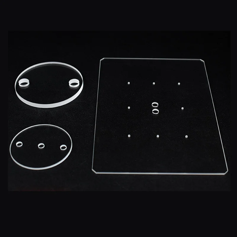 
Transparent quartz glass disc with hole 