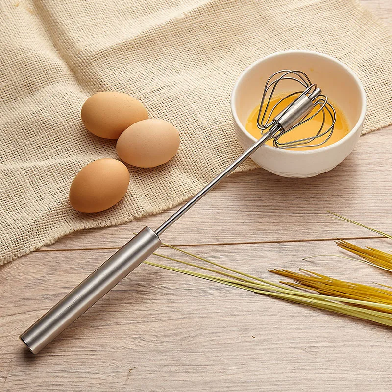 Hand Pressure Semi-automatic Egg Beater Stainless Steel Kitchen Accessories Tools Self Turning Cream Utensils Whisk Manual Mixer