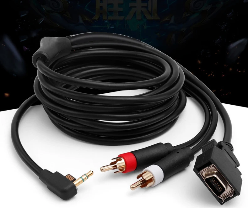 High quality D terminal cable Audio Video AV cable for PSP2000/3000 black 1.8m