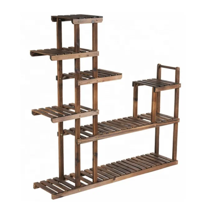 New Arrival Bamboo Plant Stand Flower Shelf 5 Tier Rack Wood Display for Garden Outdoor Cheap Decoration