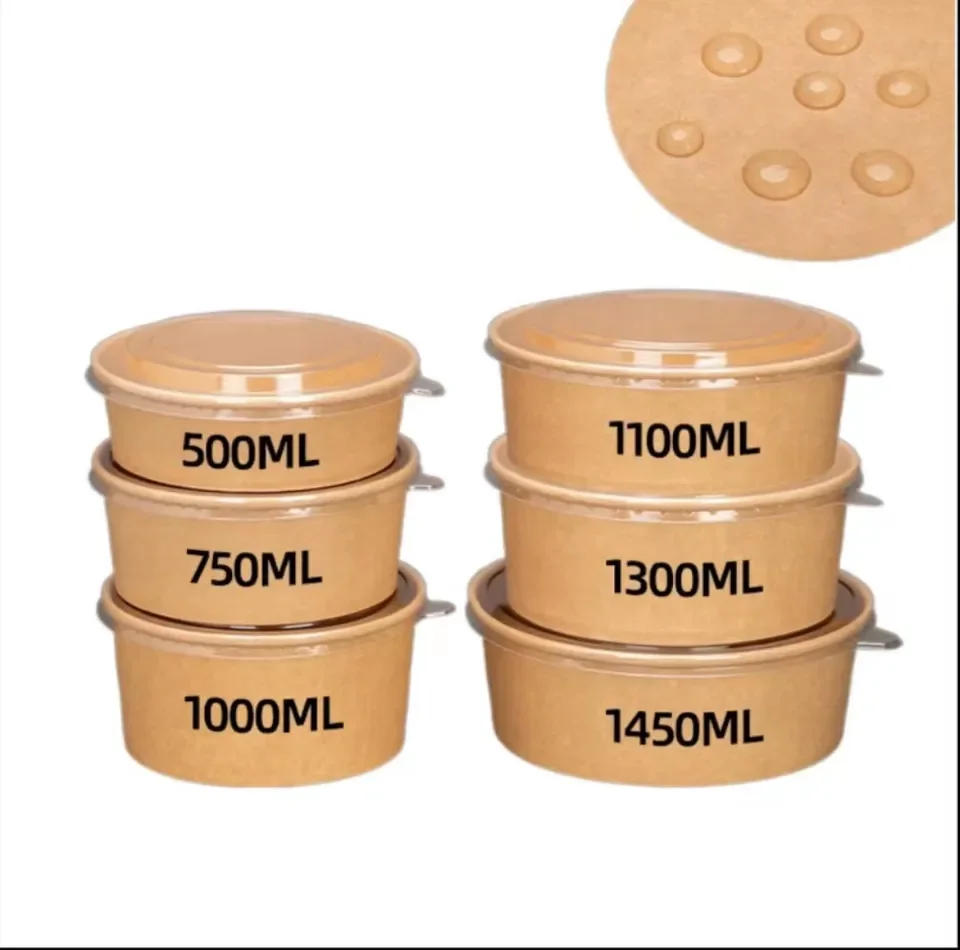 Friendly paper bowls  round disposable takeaway serving paper bowl with lid