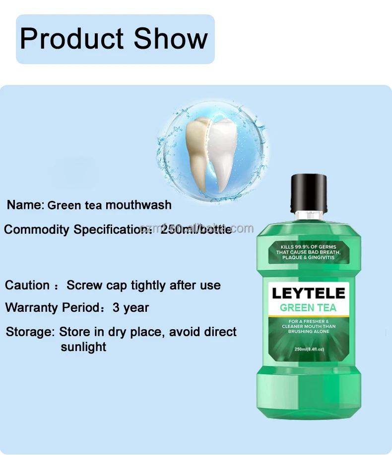 Private Label OEM healthy relieve effective clean quick use portable green tea fresh gargle organic antibacterial dog mouth wash