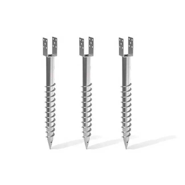 Customized galvanized ground earth screw anchors helical screw pile otter u type ground screw