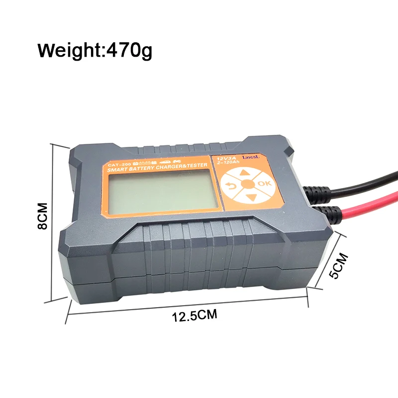 Portable 12v smart automatic car battery charger tester CAT200