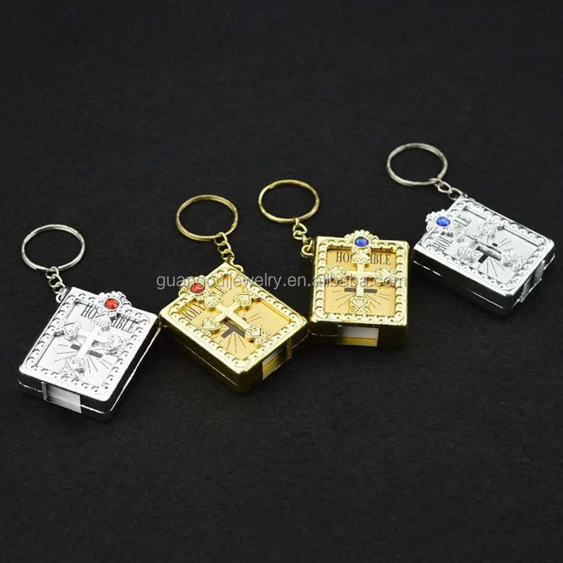 Wholesale custom Christian souvenir religion mini holy bible verse keychain
