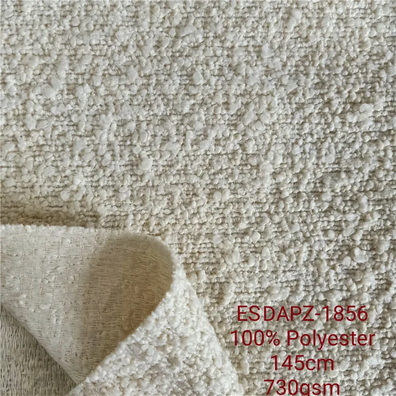 Customized color 730gsm boucle sofa fabric 100% polyester teddy  fabric for interior decoration furniture chair
