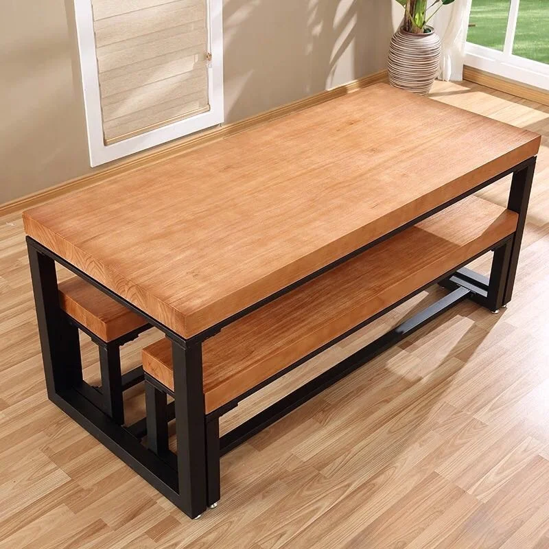 Ресторанная мебель деревянный обеденный стол со скамьей и скамейка из массива дерева на заказ быстрая доставка