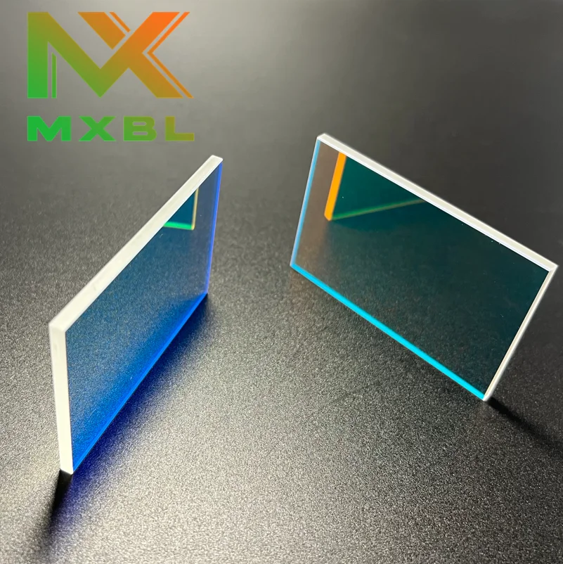 Mei Xin Glass Manufacturer Dichroic Glass 6mm Iridescent Color Coating Glass Panel in Blue Purple  Green for Custom