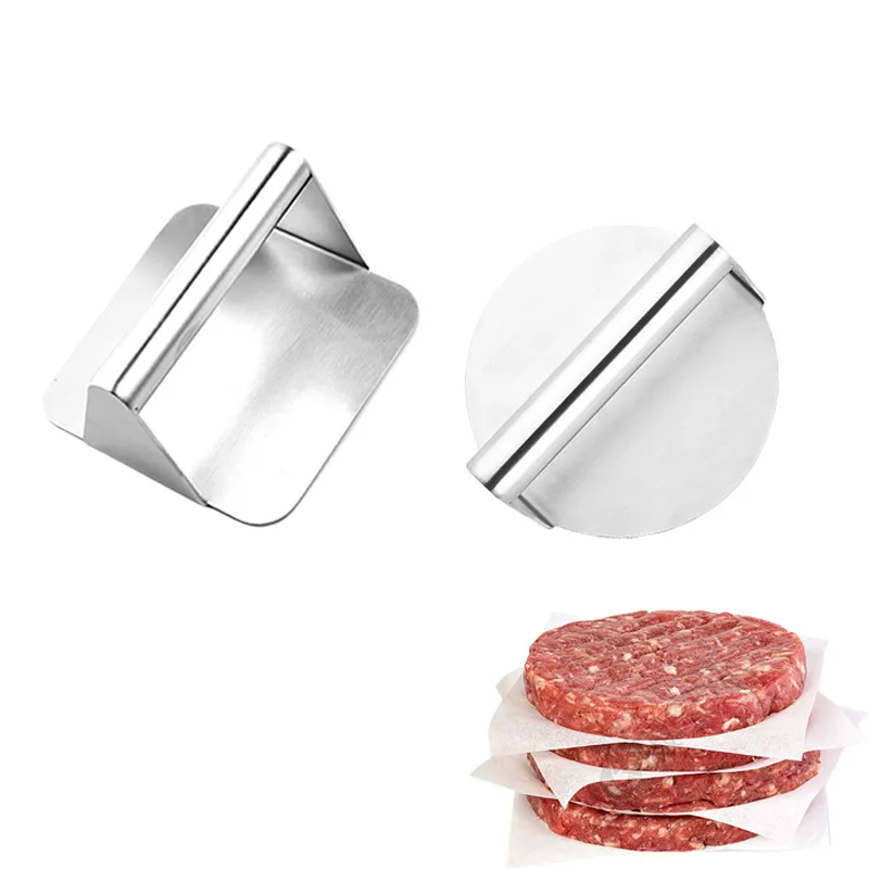 Hot Sale Stainless Steel Square Hamburger Press Kitchen Gadgets Patty Maker Manual Hamburger Grill Press
