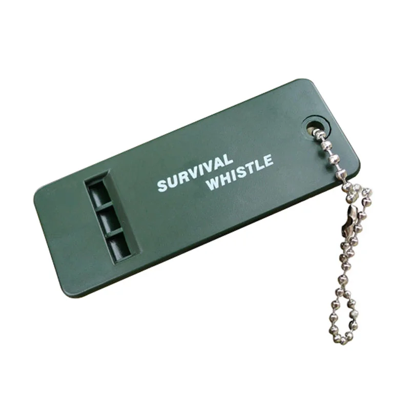 Outdoor Rescue Signal Survival Kit Plastic Flat Emergency Whistle for Hiking Hunting