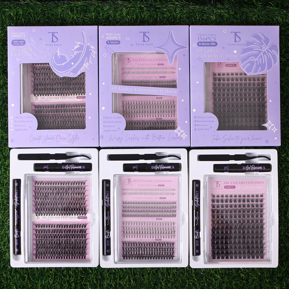 Private Label Cluster Segment Eyelash Bond and Sealer C D Curl DIY Lash Extension Kit Lash Clusters Wholesale