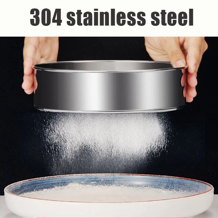 304 Stainless Steel Kitchen Baking Tool Filter Fine Mesh Strainers Flour Sieve