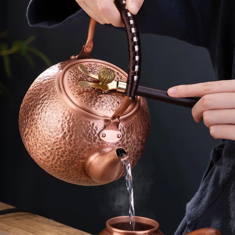 Handmade copper kettle boil tea boiling water kettle electric ceramic stove side with handle health tea set