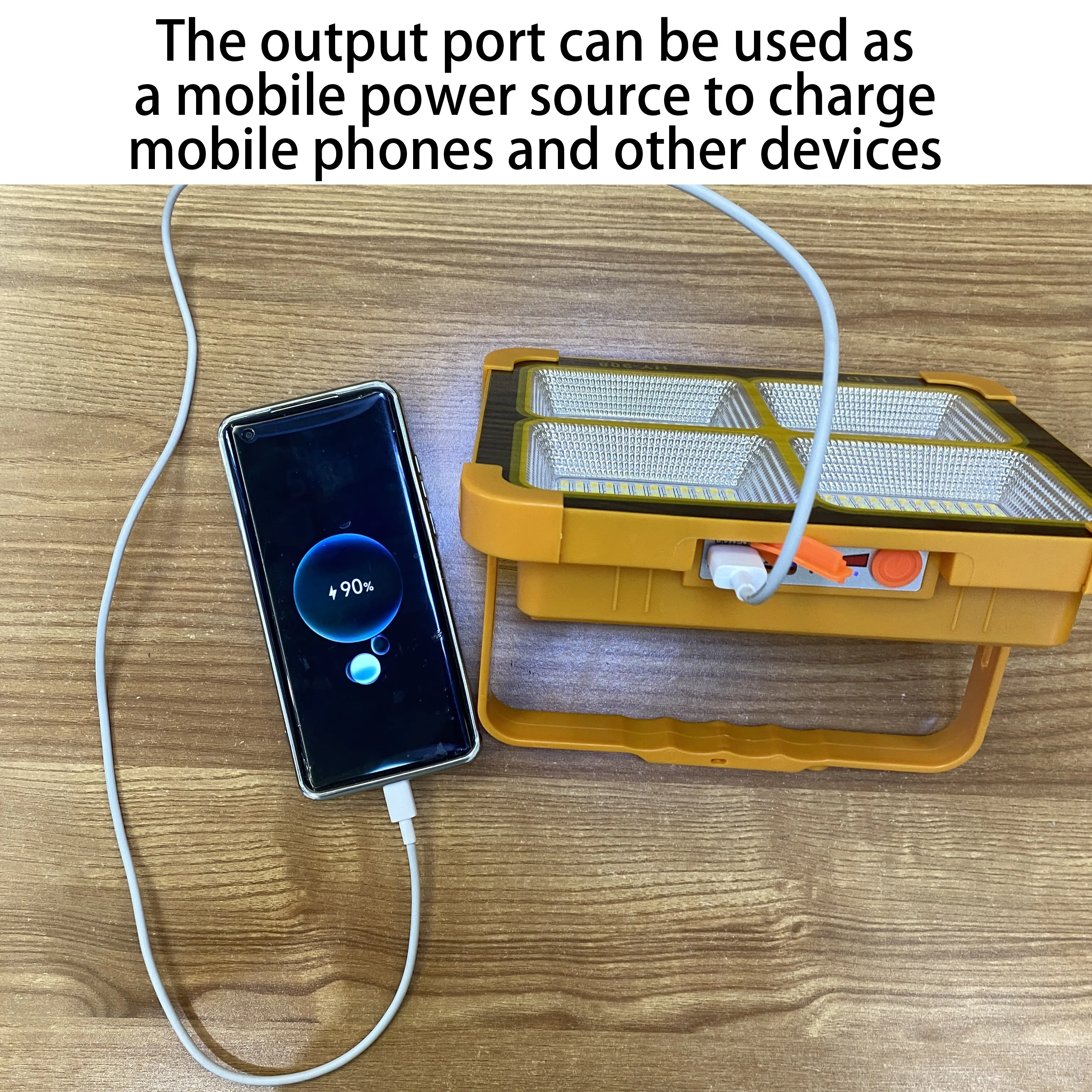 IP65 Waterproof 200w LED Solar Floodlight Portable Rechargeable Emergency Camping Light with USB for Outdoor Fishing & Camping