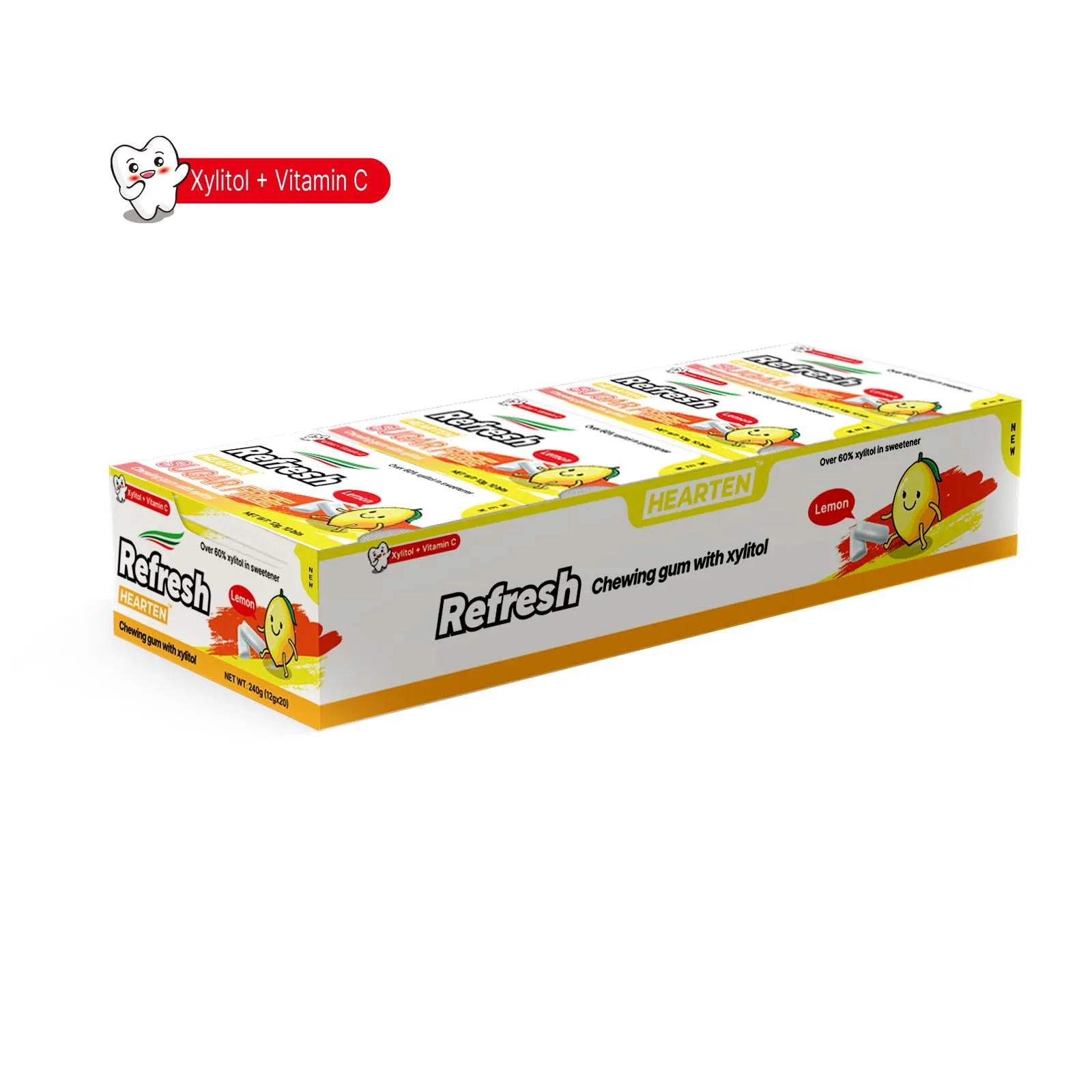 44% Xylitol Hearten Lemon Flavor Sugar Free Chewing Gum