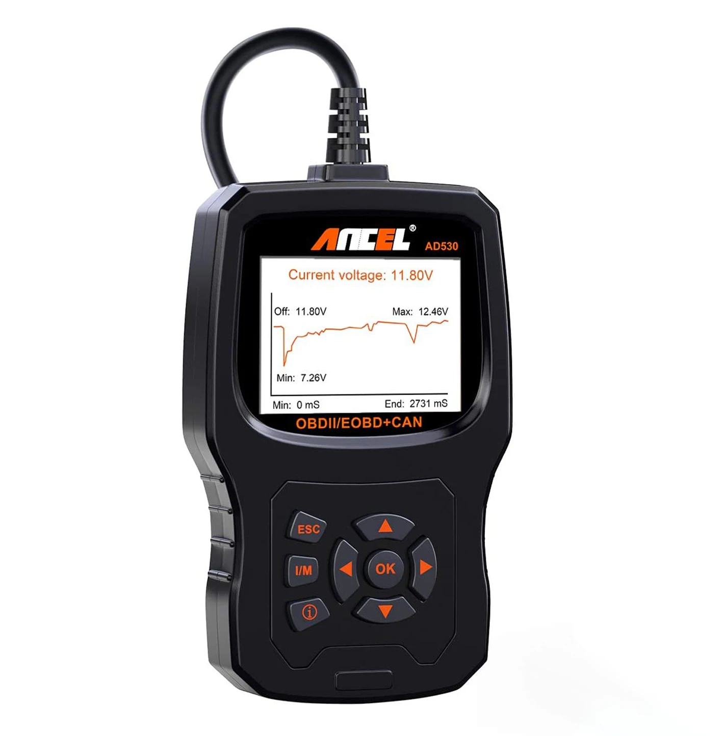 Ancel AD530 Automotive Code Reader For ISO9141 KWP2000 J1850 PWM J1850 VPW Battery Status  OBD 2 Auto Diagnostic Tools