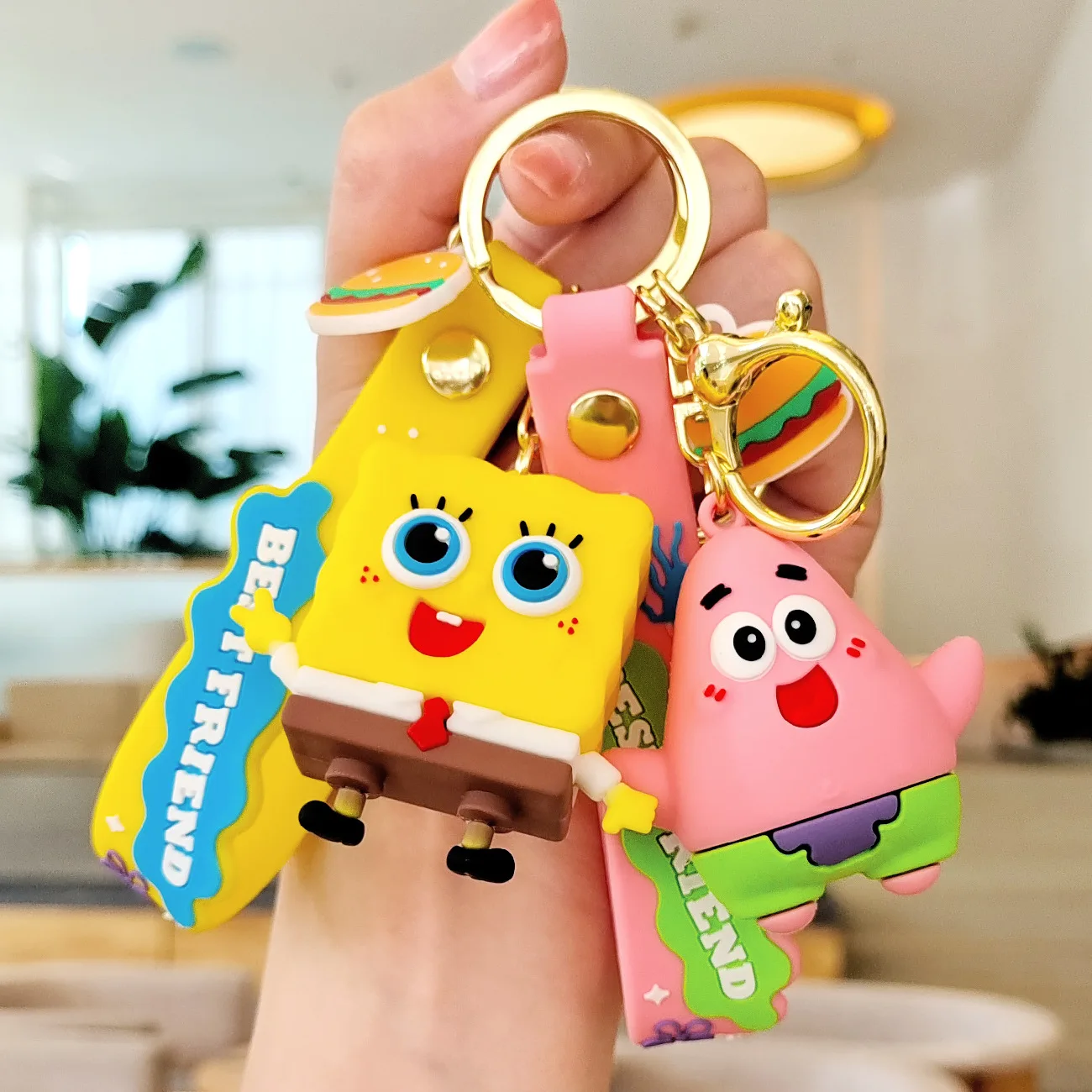 Cartoon cute SpongeBob Patrick Star PVC rubber Keychain bag pendant car key chain decoration key chain wholesale