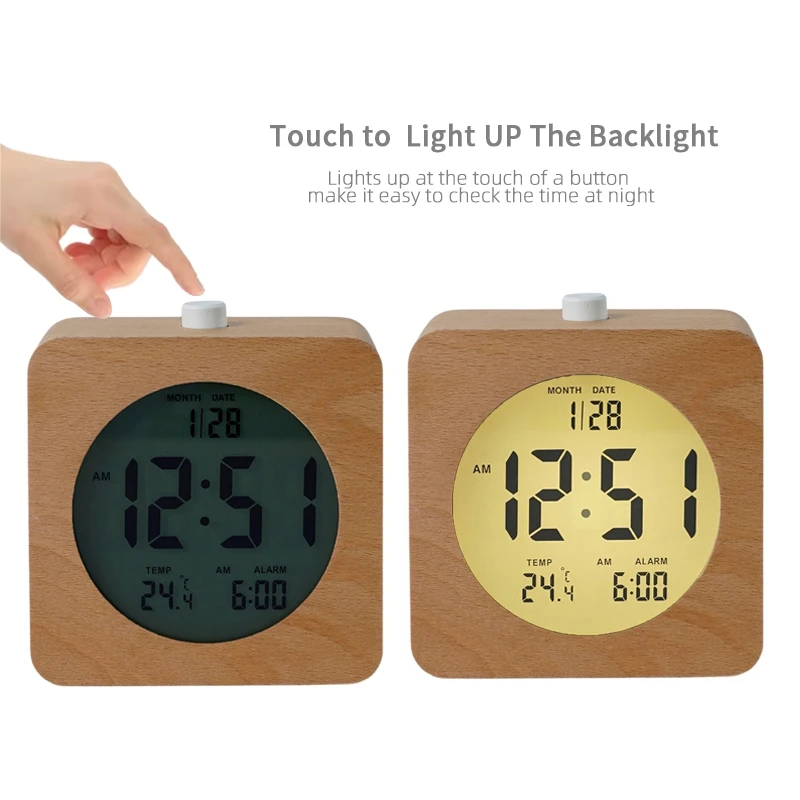 Большая скидка деревянный календарь с подсветкой и функцией повтора будильник для спальни
