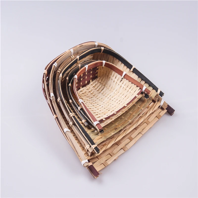Multi purpose Flat Shovel Shape Home Decoration Mini Bamboo Basket for fruit storage
