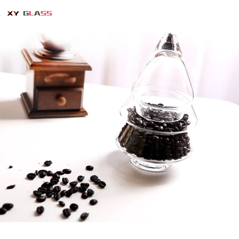 innovation creative christmas tree borosilicate glass biscuit candy storage jar