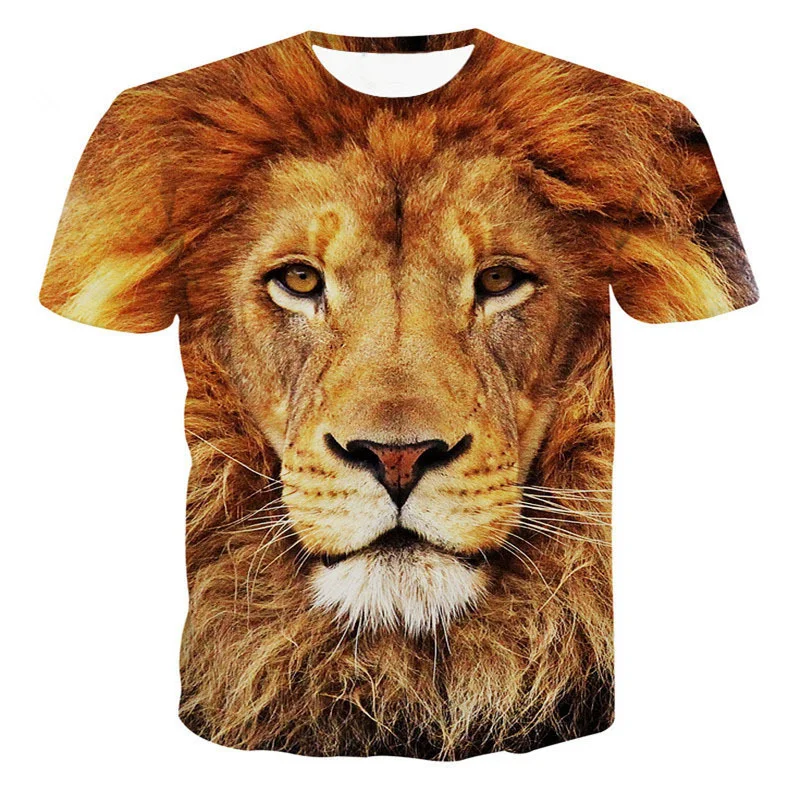 Wholesale 3d Printing O-Neck T-Shirt Sublimation Custom 3d Printing T-Shirt Lion Print Mens 3d T Shirt