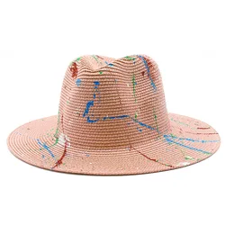 Summer Unisex Outdoor Leisure Jazz Women Panama Sombrero Panama Graffiti Straw Hats
