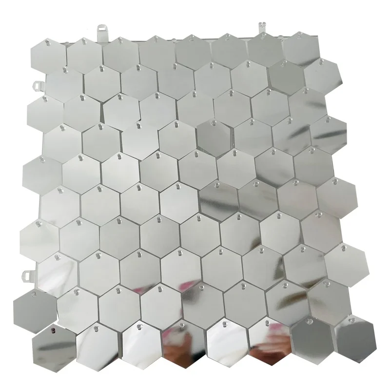 Mermaid hexagonal honeycomb shape wedding events interlocking sequin shimmer wall backdrop panels