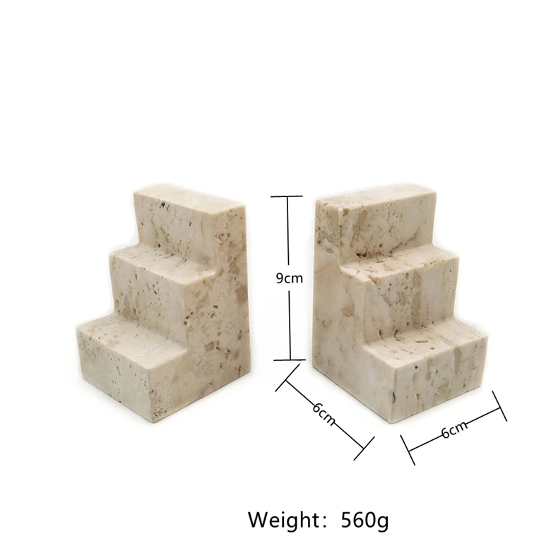 Wholesale Custom Solid Travertine Marble Bookends Home Office Decor