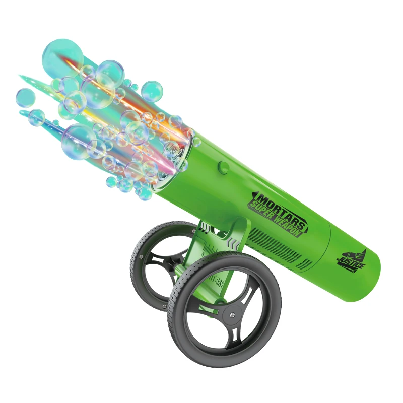 Manufacturer 2023 Hot Sale Summer Toys Mortar With Wheels Assembly Set Bubble Machine For Kids