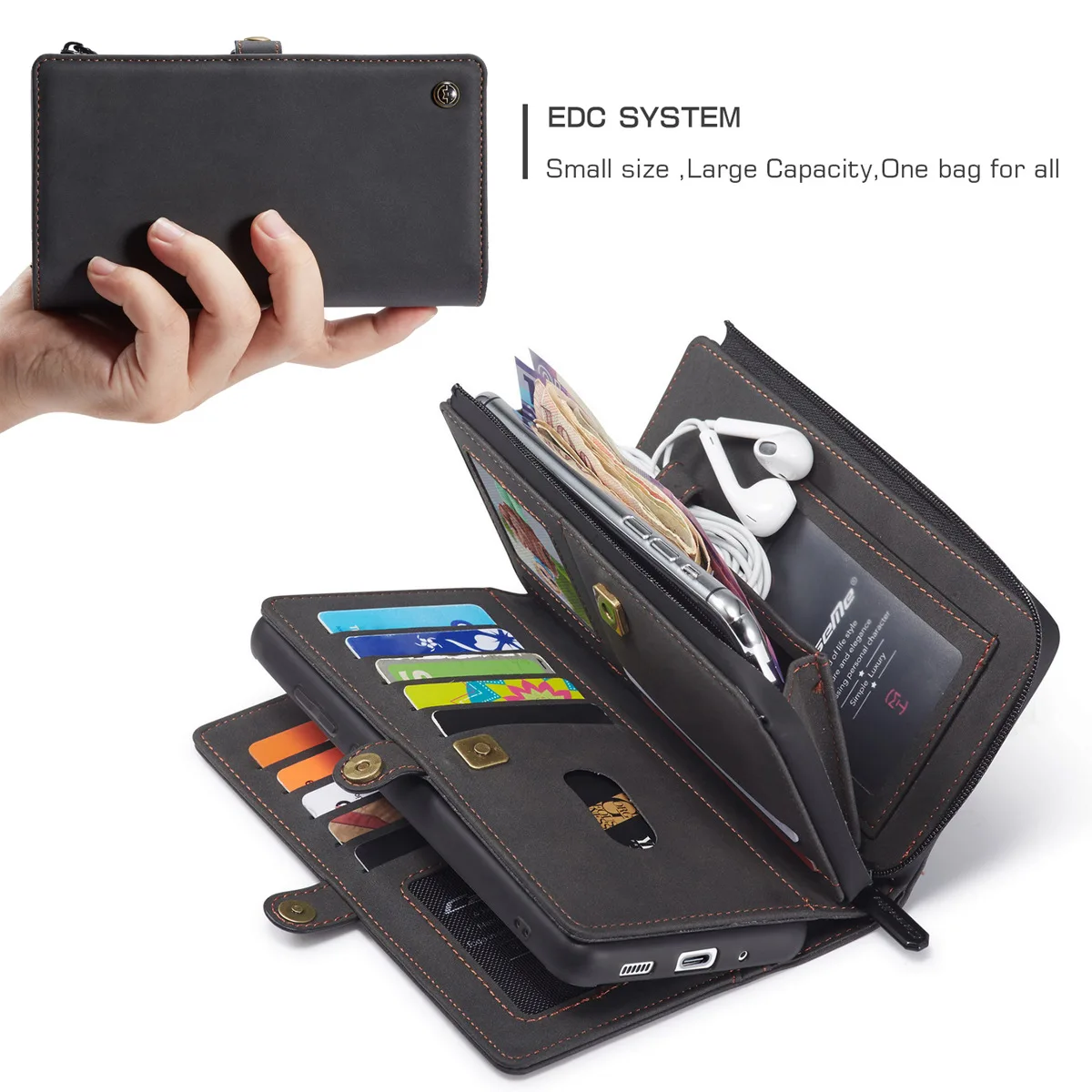 Phone wallet case leather phone case leather wallet floveme business leather wallet phone bag cases