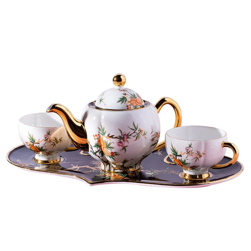 Wholesale European Tea Set Pomegranate Home Ceramic Coffee Cup And Saucer Set Afternoon Tea Set Tea Cup