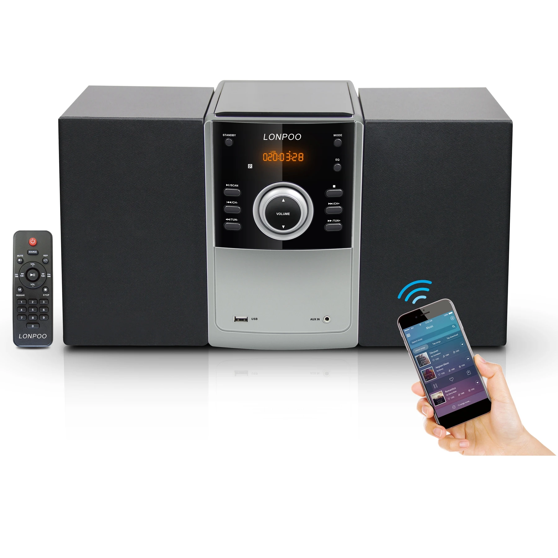 Home Theater Mini Amplifier and Bookshelf Speaker Pair Compact Hi-Fi Stereo System with CD/FM
