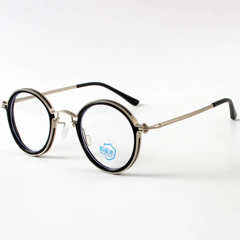 Retro Round Black Eyeglasses Frame Anti-blue Light Men Trend Vintage Optical Frame Computer Glasses Wholesale