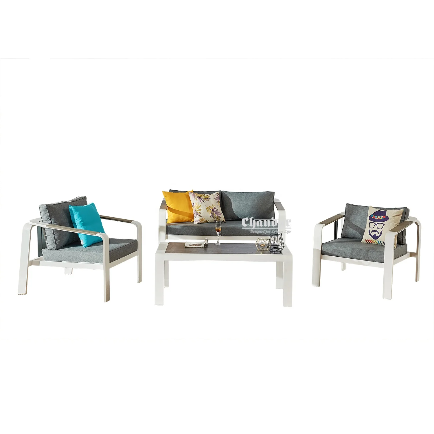 Fashionable aluminum garden  grey couch outdoor handle circle furniture sectionals sofa sets