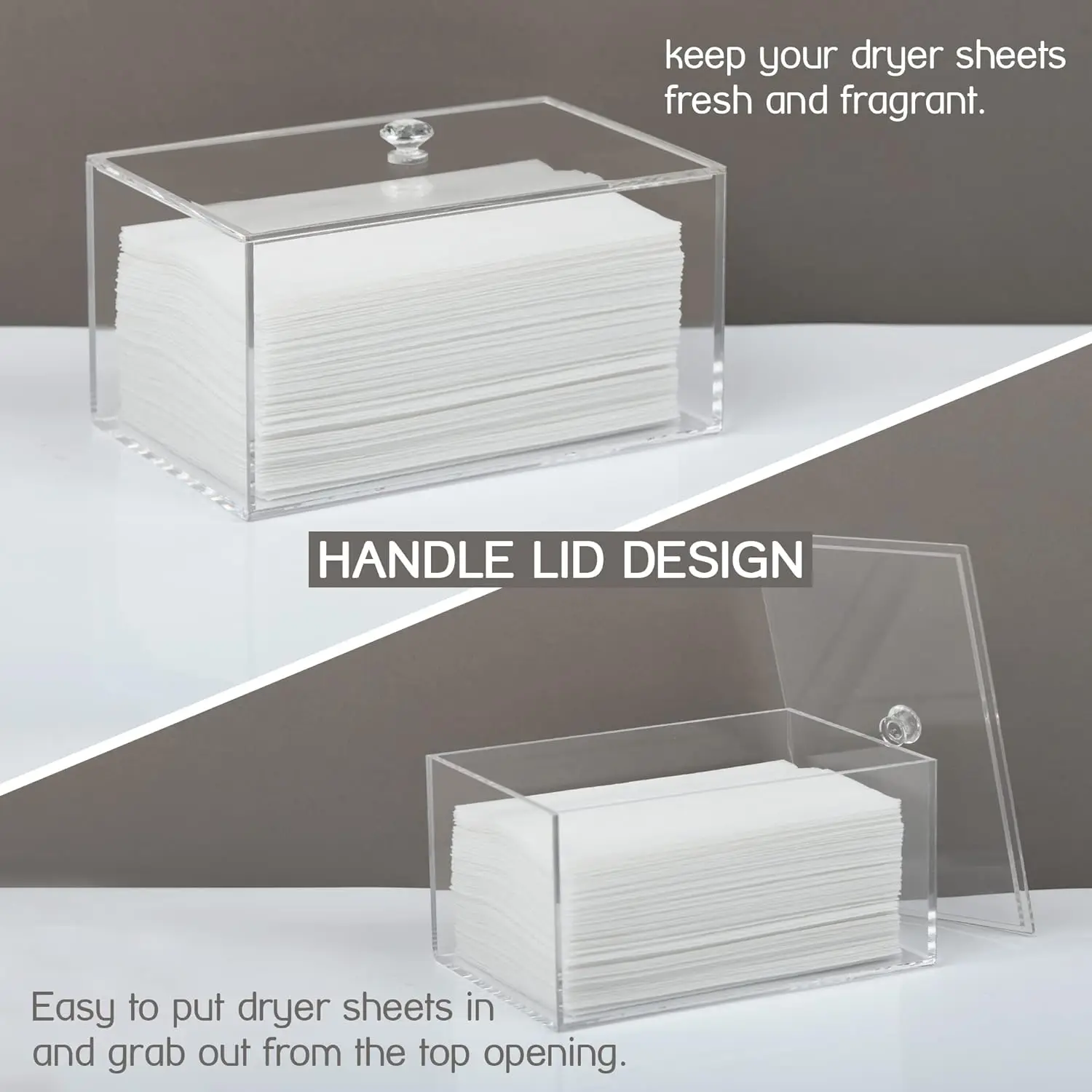 Wholesale Acrylic Dryer Sheet Holder With Lid Clear Transparent Acrylic Dryer Sheet Container